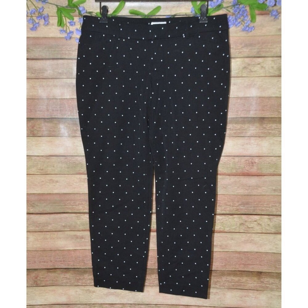 Old Navy Pixie Women's Black Polka Dot Skinny Trousers Pants Size 12 Stretch